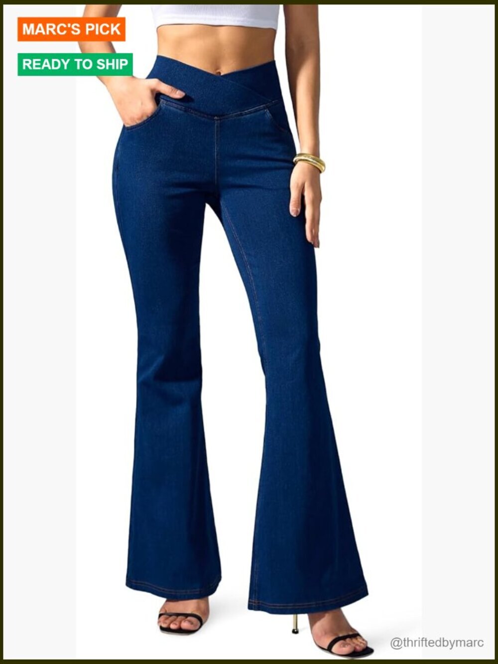 High Waisted Flare Leggings Stretchy Bootcut Jeans Tummy Control
